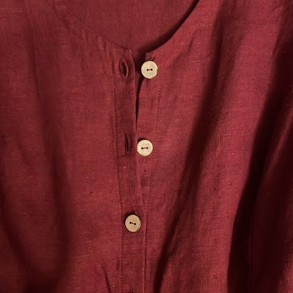 Burgundy Maxi Linen Dress - Picture 4 of 12